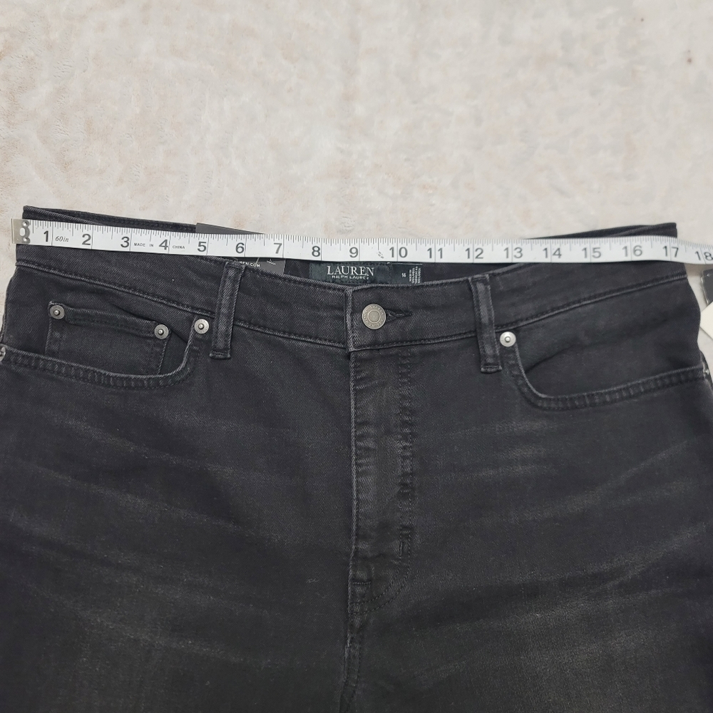 Lauren Ralph Lauren High-Rise Skinny Ankle Jean Women's Size14 Empire Black Wash - Picture 9 of 15